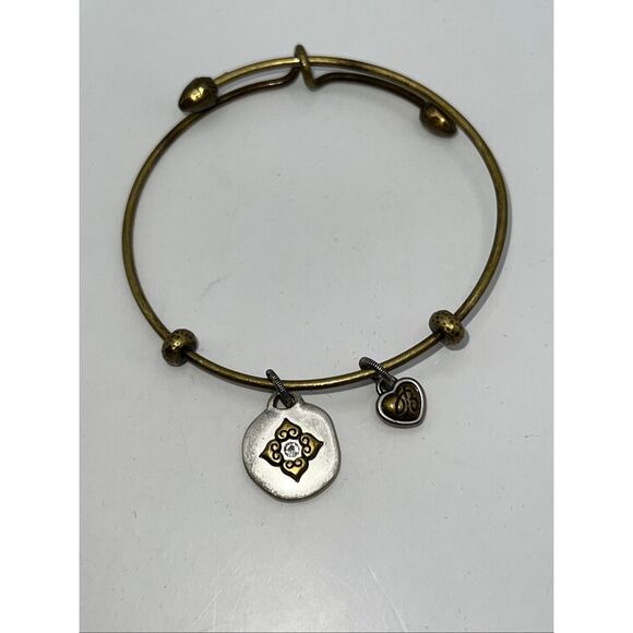 Brighton Art Soul Journey Silver And Gold Tone Crystal Bangle Charms Bracelet - Picture 3 of 6